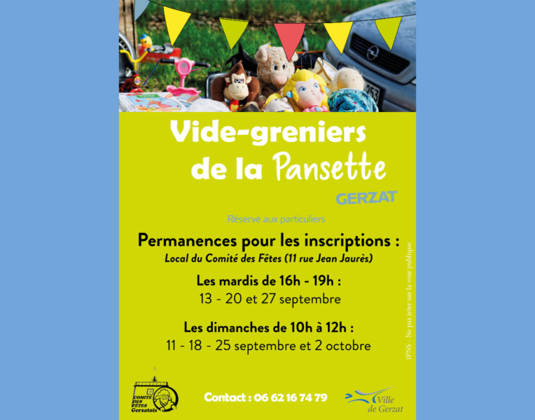 Inscriptions au Vide-greniers de la Pansette