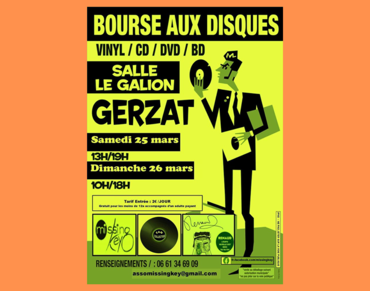 Samedi 26 et Dimanche 27 mars – 13e Bourse aux disques – Le Galion, Place Marcel Collange
