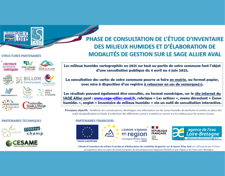 Consultation publique – Cartographies provisoires des zones humides Gerzat – Du 4 avril au 4 juin 2022