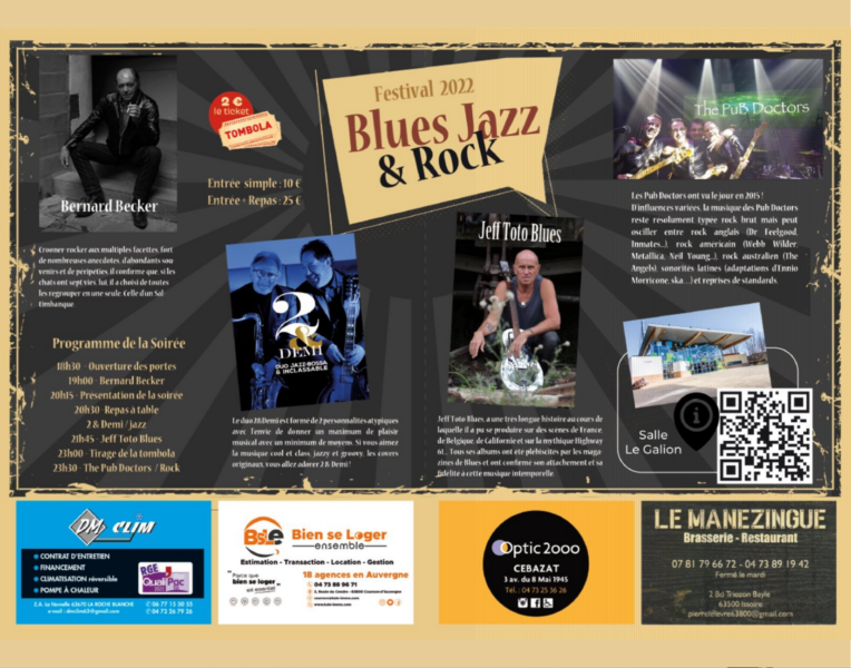 Festival Blues, Jazz & Rock – Samedi 24 septembre – À 18h30 – Le Galion