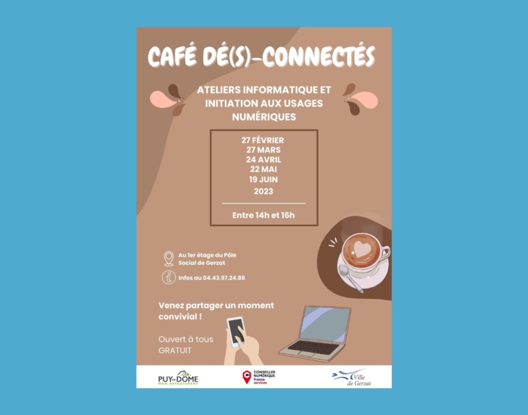 Café dé(s)-connectés – Ateliers informatique et initiation aux usages numériques – 1 lundi par mois de 14h à 16h