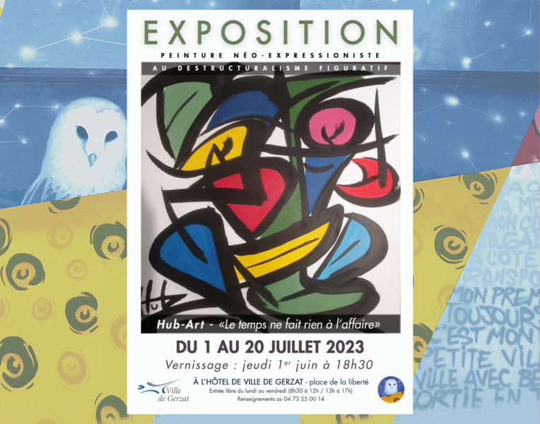 Exposition HUB-ART – “Le temps ne fait rien à l’affaire” – Du 1er juin au 20 juillet 2023 – Hall de l’Hôtel de Ville – Vernissage le jeudi 1er juin à 18h30