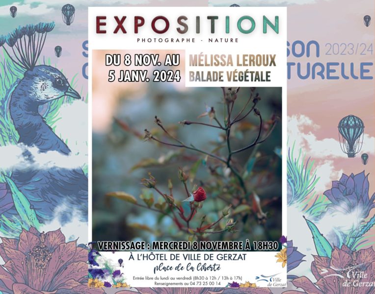 Exposition “Côté Mairie” – “Balade végétale” par Mélissa Leroux – Du 8 nov. 2023 au 5 janv. 2024 – Hall de l’Hôtel de Ville – Vernissage le mercredi 8 novembre à 18h30