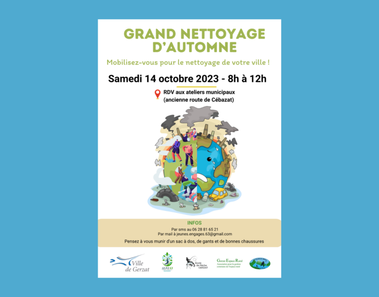 Grand nettoyage d’automne – Samedi 14 octobre à partir de 8h – Rdv aux Ateliers municipaux
