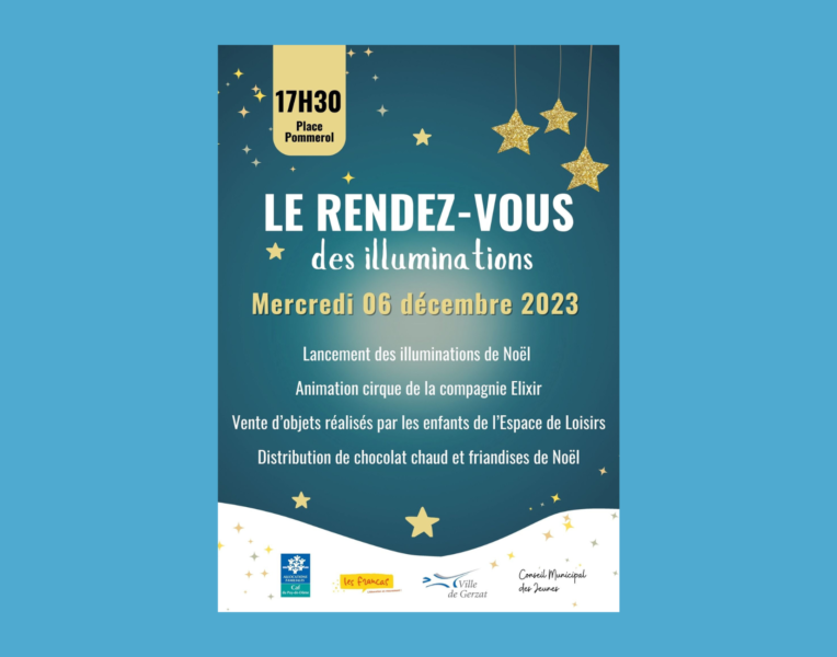 RDV des illuminations – Mercredi 6 décembre 2023 – 17h30 place Pommerol