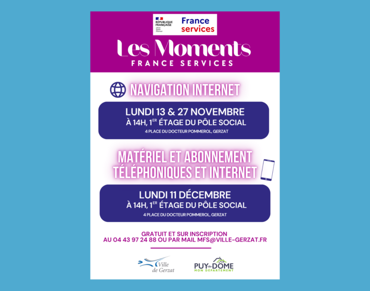 Moments France services I Matériels et abonnements téléphonique et Internet – Lundi 11 décembre – 14h – Pôle social