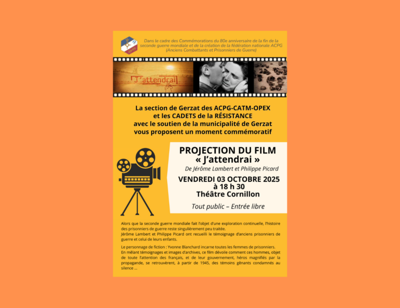 PROJECTION DU FILM « J’attendrai » de Jérôme Lambert et Philippe Picard