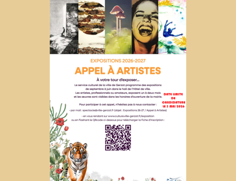 Appel à artistes – Expositions 2026-2027 – Jusqu’au 3 mai 2026 inclus