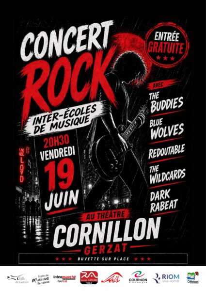 Soirée 100 % Rock – Théâtre Cornillon – vendredi 19 juin à 20 h 30 – GRATUIT