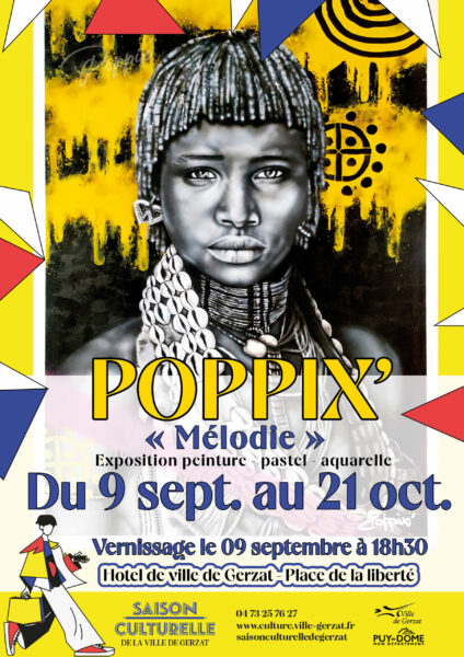 Exposition ” Mélodie ” par POPPIX’ – Du 9 septembre au 21 octobre 2026 – Hall de l’Hôtel de Ville – Vernissage le mercredi 9 septembre 2026 à 18 h 30